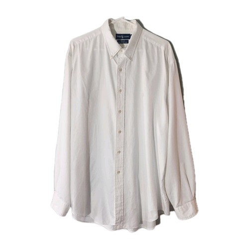 Ralph Lauren YARMOUTH long sleeve button down shirt, men's size L cotton ivory Vintage Second Hand