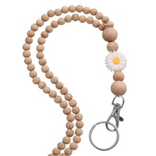 Beaded Lanyards for ID Badges, ID Badge Lanyards for Women, White Flower