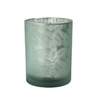 Windlicht Kerzenglas Teelichthalter Teelichtglas Aus Glas GrüN Silber BläTter