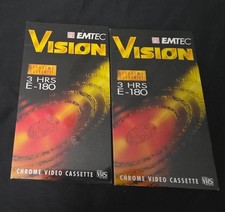 EMTEC Vision VHS Chrome Video Cassette 3 Hours E-180 - 2 Pack Blank