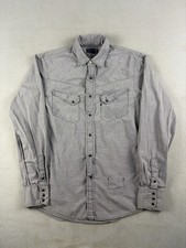 Vintage Polo Jeans Company Pearl Snap Shirt Men  s Medium Gray Button Up Western