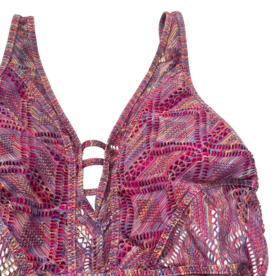 Traje de baño BECCA de Rebecca Virtue Show & Tell púrpura de una pieza talla grande 186 Foto 3 de 4