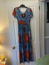 DB Moon Short Sleeve Mandala Print Empire Waist Maxi Dress Size S