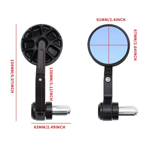 Aluminum Alloy 22mm Handlebar Mirror Motorcycle Small Mirror Universal - Picture 3 of 6