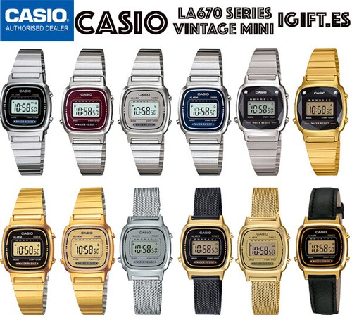 CASIO LA670⎪Dorado⎪Plateado⎪Cuero⎪Milanaise⎪Diamantes⎪Original⎪VINTAGE MINI