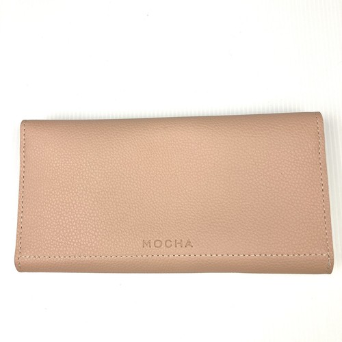Mocha Womens Peach Pink Tri Fold Wallet Purse Vegan Leather Card Slots NWOT - Picture 2 of 10