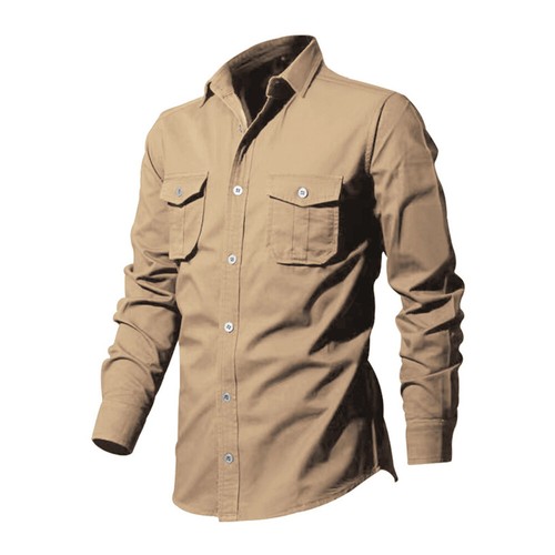 Camicia cargo uomo USA maniche lunghe top morbido casual cotone militare camicie tattiche - Foto 5 di 30