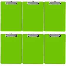 Plastic Clipboard Opaque Color Letter Size Low Profile Clip Pack of 6 Lime Green