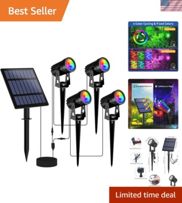 RGB Solar Spot Lights - Waterproof Color Changing Landscape Lighting for Outdoor