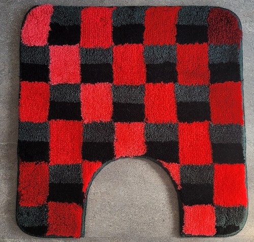 Carrara Weinrot 55x55 cm. WC-Vorleger mit Ausschnitt - Bild 2 von 5