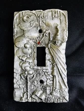 PEWTER SILVER GOTHIC WIZARD CASTLE CRYSTAL MOON STARS LIGHT SWITCH PLATE COVER