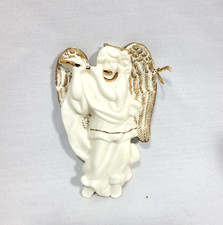 Vintage Bisque Porcelain Christmas Angel Figurine with Flute Ornaments 4.5"