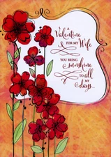 Red Flowers with Long Stems Wife Valentines Day Card
