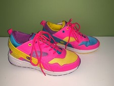 Heelys Force Skate Shoe NEON Pink Yellow Women  s 8 WHEELS Retro GIFT Worn Once