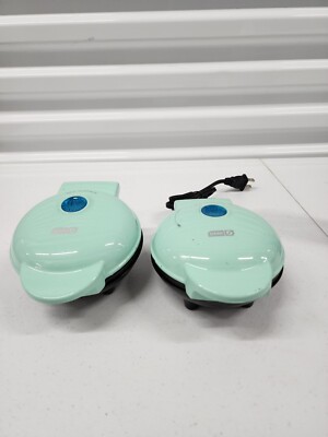 2 Dash Mini Electric Round Griddle & Waffle Makers 