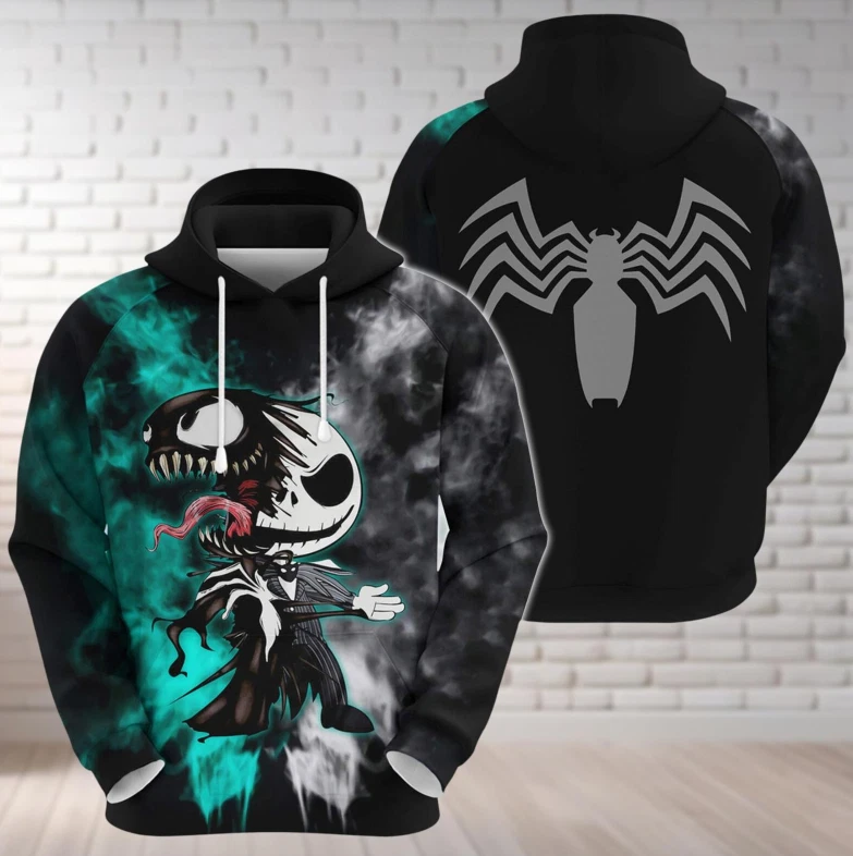 Jack Skellington And Venom 3D HOODIE Christmas Day Gift Halloween Day Gift