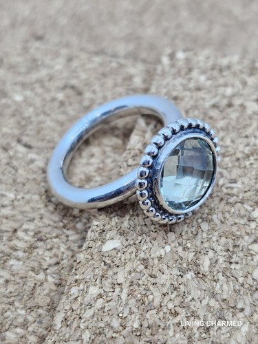RETIRED RARE PANDORA GREEN AMETHYST AUTUMN SKIES STERLING SILVER STACK RING 5.5 - Picture 4 of 7
