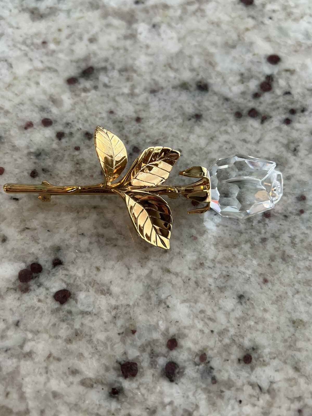 Swarovski Rose Brooch Gold Plated Clear Crystal “Memories Collection