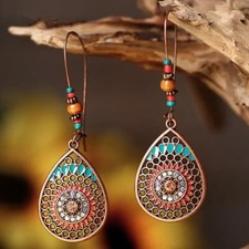 2.5  Bronze-tone Earring Boho Bead Set Dangle Drop Hook New Free Ship 148