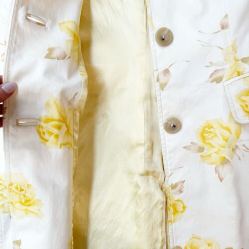 Banana Republic Damen Trenchcoat Floral Gelb Button Down Blumen XS - Bild 4 von 9