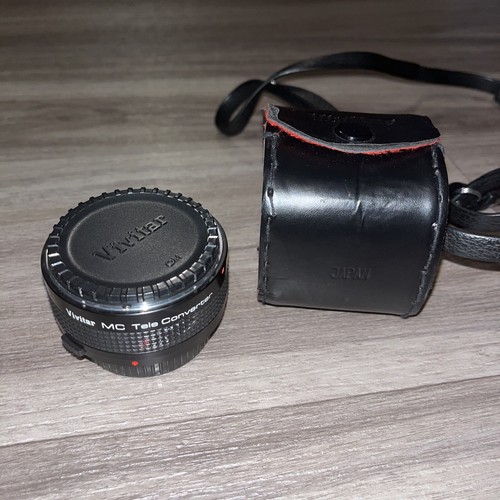 Vivitar MC Telekonverter 2x 21 für Olympus OM offizielle Hülle & Olympus Riemen