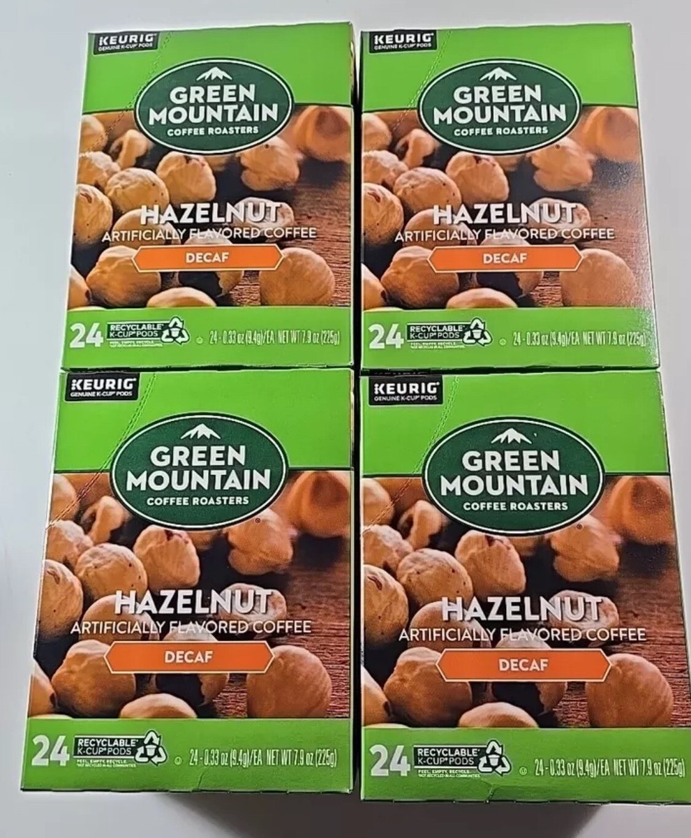 Decaf Hazelnut Green Mountain Pods Keurig Kcups(4 Boxes of 24) 9/2025  Decaffin
