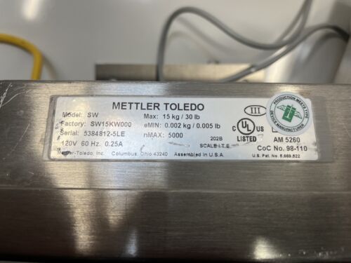 Mettler Toledo Bilancia Velocità Modello SW 15 kg 30 libbre Acciaio Inox (BB3362513) - Foto 2 di 4