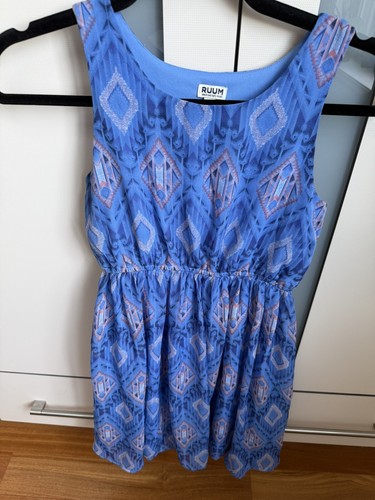 Mädchen blau gefüttert Kleid Größe 10 Schule Strand Party Geburtstag Frühling Sommer