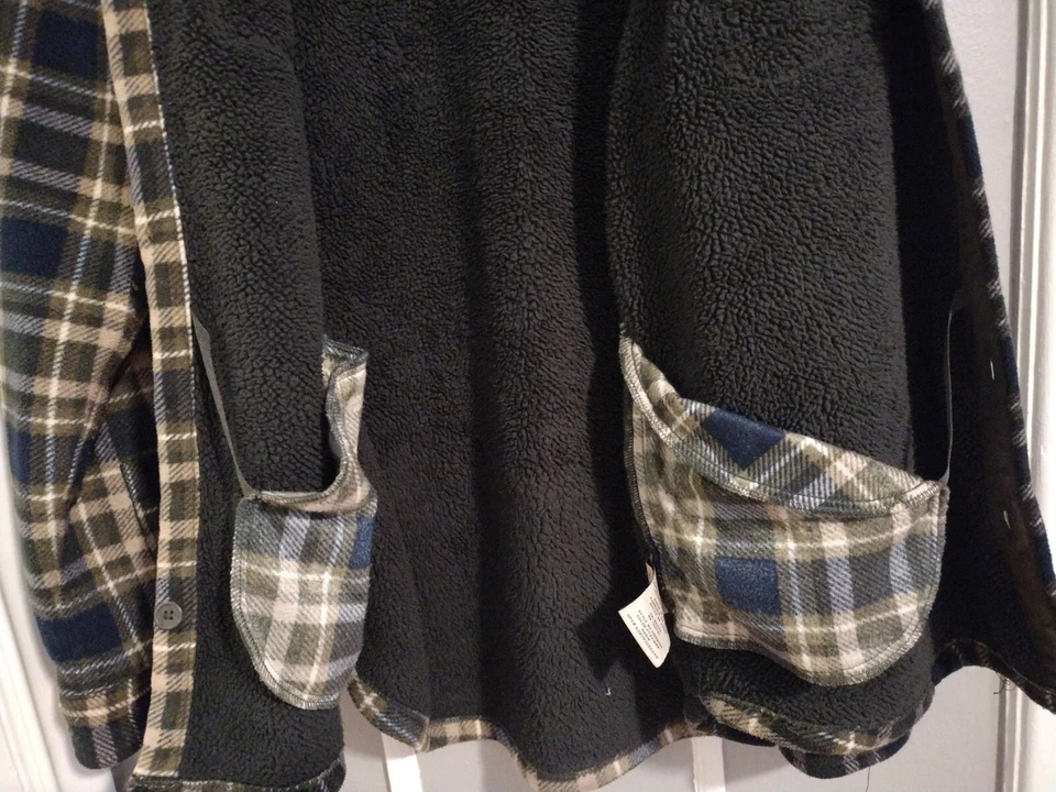 Boston Traders Men’s Fleece Lined Flannel Shirt Jacket Blue/Green/Tan Sz L - Image 4 of 4