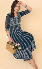 Indian Wear ; Women Chikankari Embroidered thread work Ethnic Anarkali Kurta