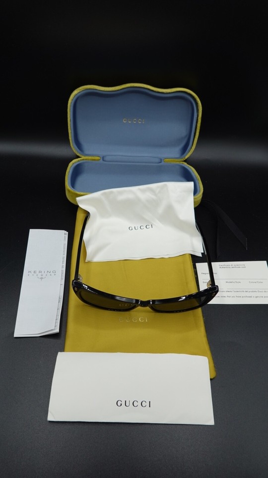 Women's Gucci GG0626S Acetate Designer Sunglasses Black Grey Authentic