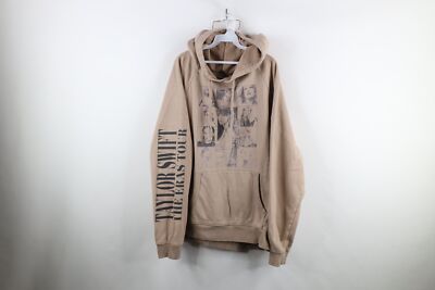 Taylor Swift The Eras Tour Womens 2XL Faded Spell Out Official Tour Hoodie Beige