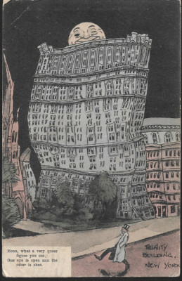 New York, NY - Trinity Building - Humor Postkarte von Ettlinger, Bahnhof pmk 1905