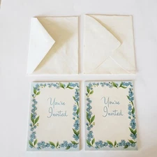 Vintage Party Invitations Set Of 2 & Envelopes American Greeting Card 1940's USA