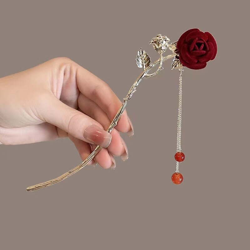 Forcina Con Pietra Di Luna A Forma Di Ragno O Lacrima | Fermaglio Per Capelli Stile Chi-Pao | Accessorio Elegante Per Foto, Matrimoni E Feste - 4