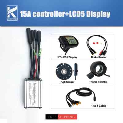 E-Bike KT Controller 36 48V 15A 250 350W 6 Mosfets with LCD4 LCD5