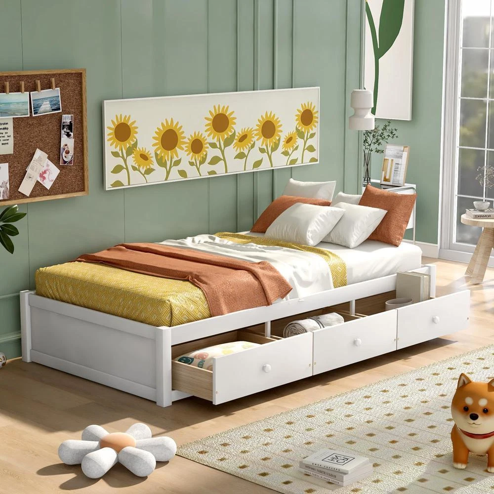 Prepac twin xl platform storage bed with 3 drawers outlet