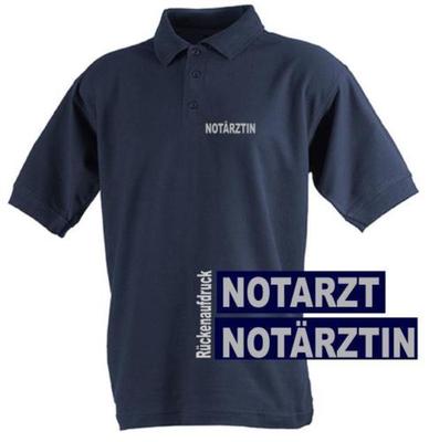 Notarzt / Notärztin Polo-Shirt / Hemd navy Brust- und Rückenaufdruck reflex*