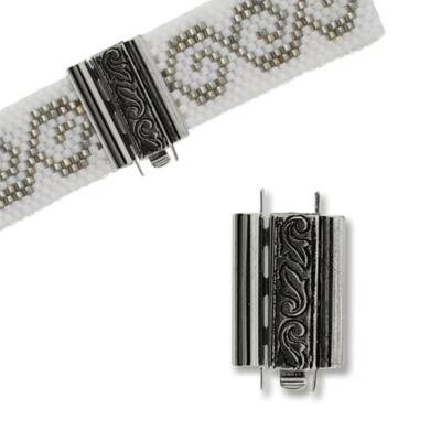 Beadslide Clasp For Seed Bead 45037 18mm Swirls Antique Silver Color Bead Slide