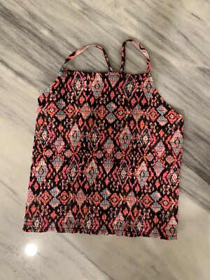 New Girls Justice Tank Top Smocked Shirt Size 14//16 Pink Black Multi