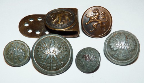 7 boutons militaire anciens Lion (belge) Aigle couronné (Allemagne) button - Picture 2 of 3