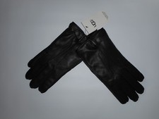 UGG for Men TECH TOUCH Black LEATHER Faux Fur Lined Snap GLOVES Mens LARGE NEW