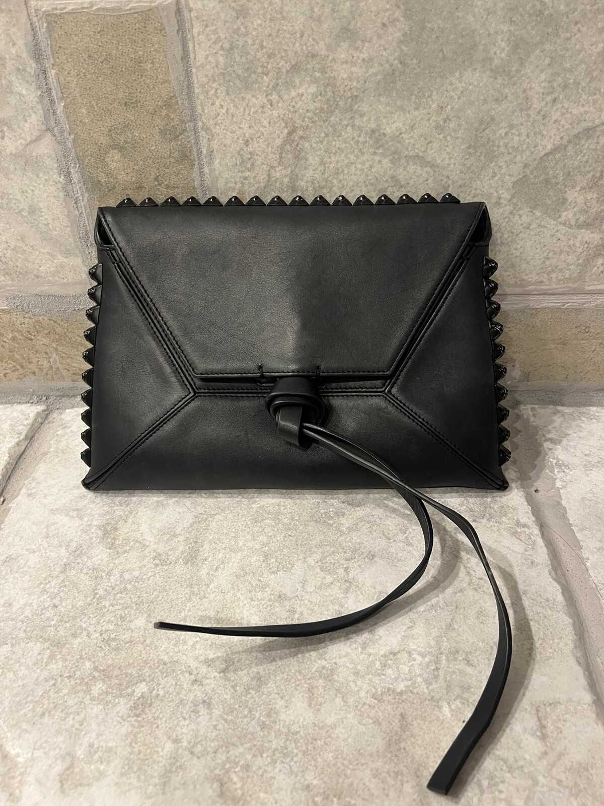 Authentic Stuart Weitzman Black Leather Clutch - image 2