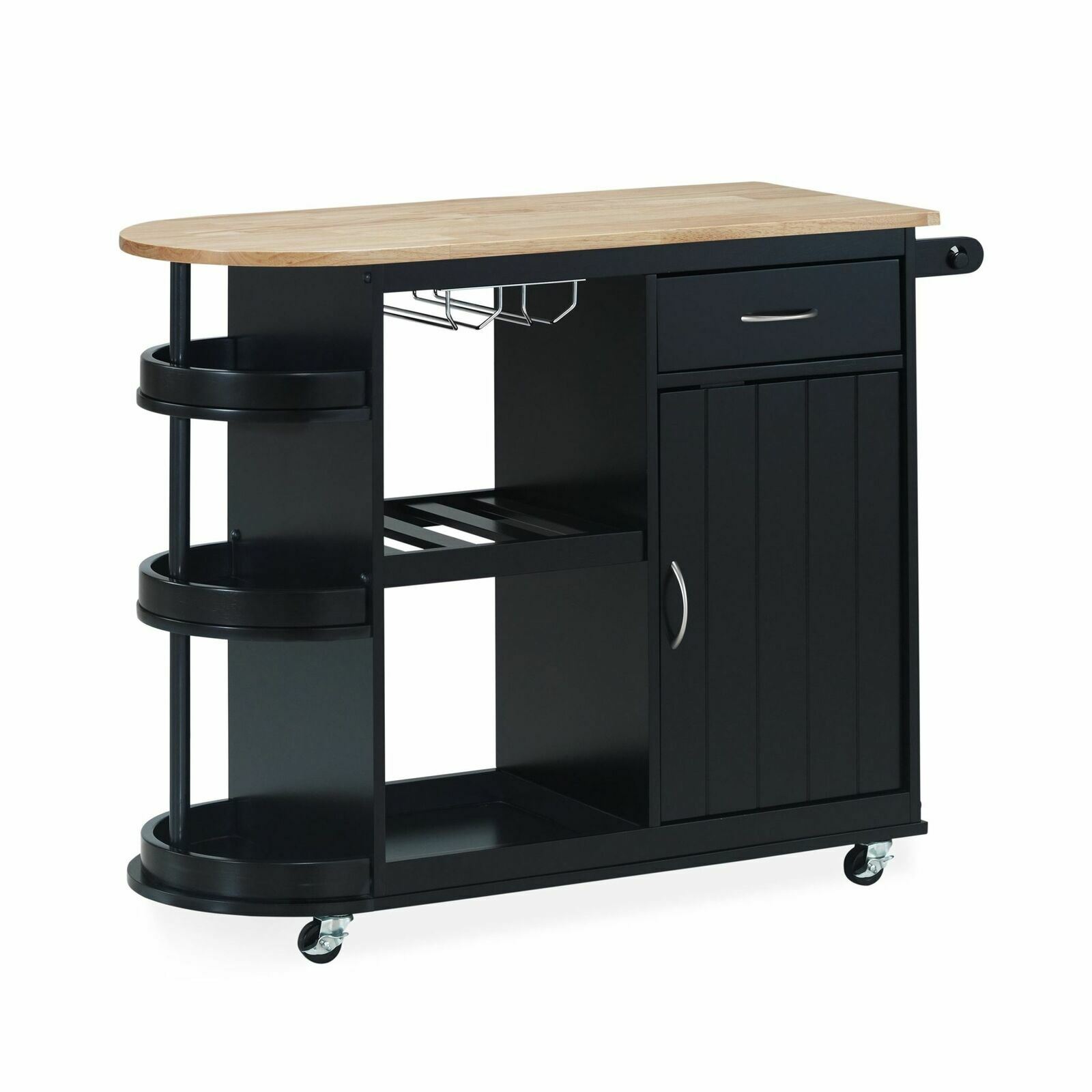 Contemporary Kitchen Cart with Storage and Wheels eBay