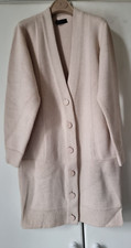 New Calvin Klein Pure Cashmere Cream Peach Knit Coat With Leather Buttons Size M