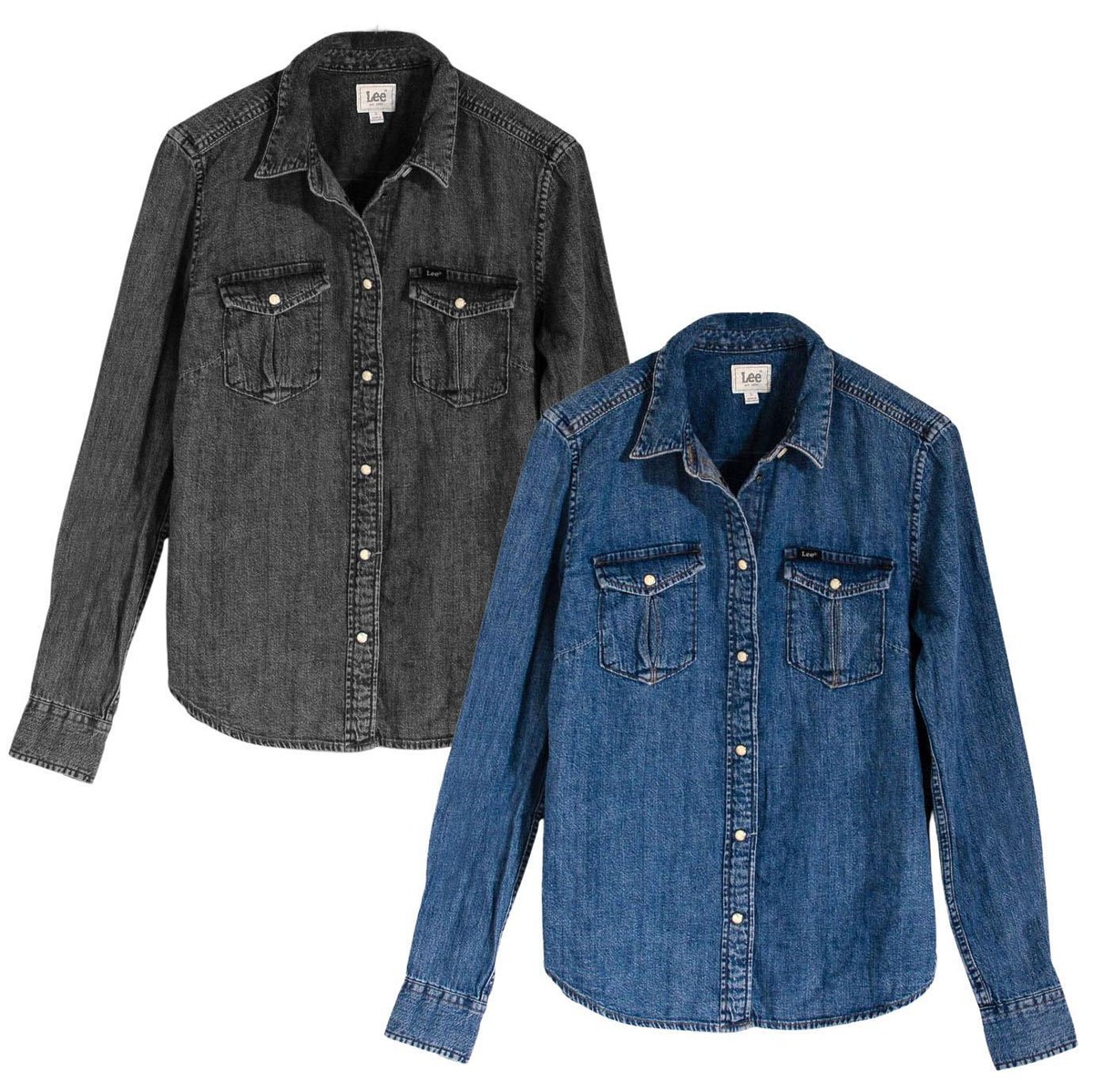 Lee Womens Denim Shirt Mother of Pearl Snap Popper Buttons