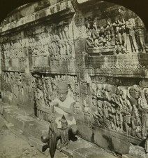 Magic Lantern Slide Photo Indonesia Java Borobudur Carvings No.1