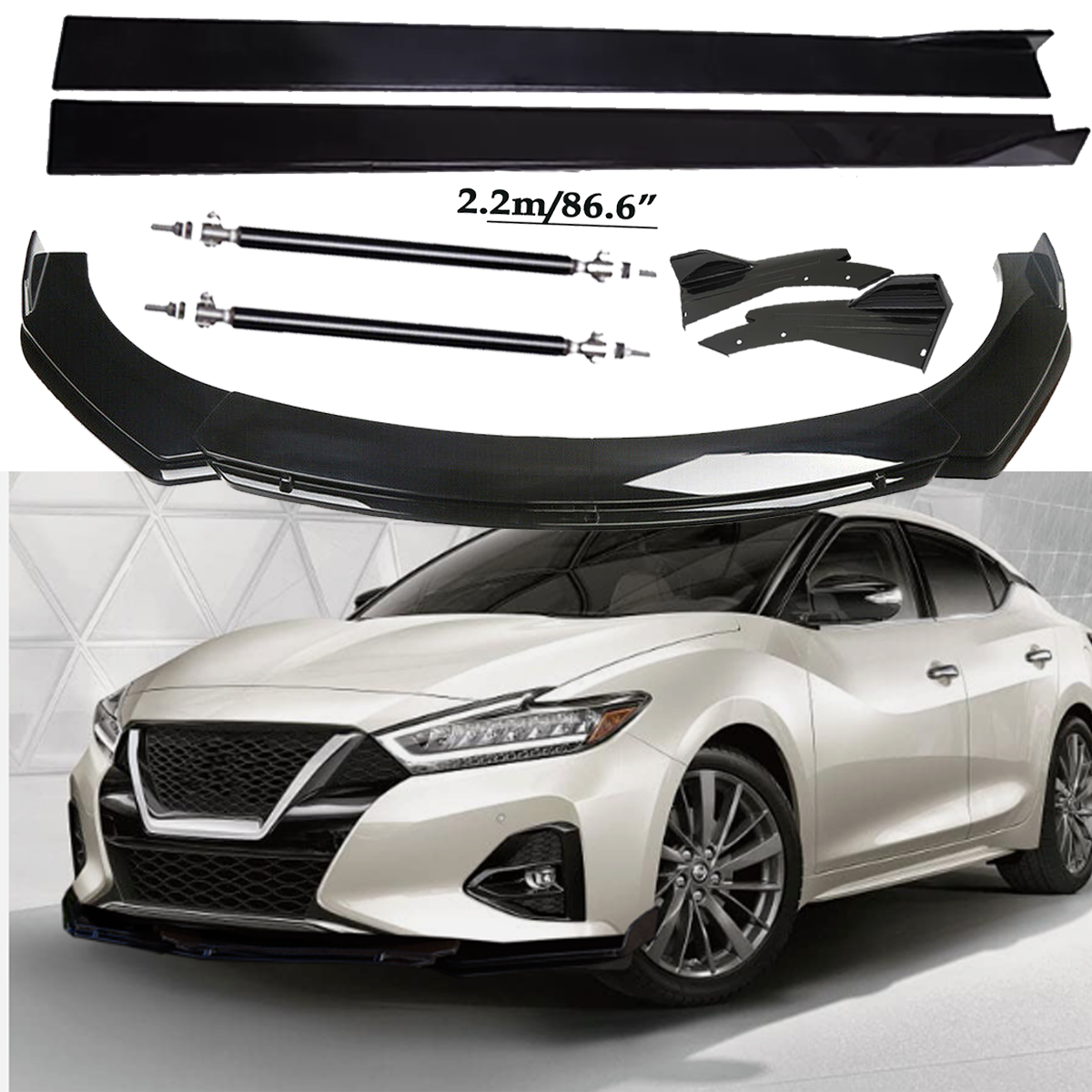Front Bumper Lip Spoiler & Side Skirts for Nissan Sentra Altima