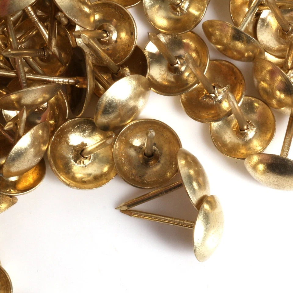 100x DECORATIVE UPHOLSTERY NAILS 10mm Domed Head Brass Fabric Tacks/Studs/Pins - Image 4 of 4