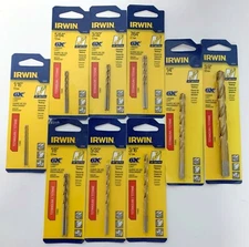 LOT OF 14 ASSORTED IRWIN TITANIUM DRILL BITS 1/16 TO 3/8 JOBBER LENGTH (9 CARDS)